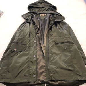 Michael Kors green anorak rain coat